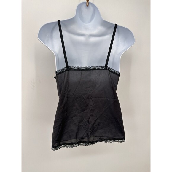 LACE Vintage  Camisole Slip TOP NYLON  Black Xs Fairy Romantic Babydoll‎ - Picture 3 of 9